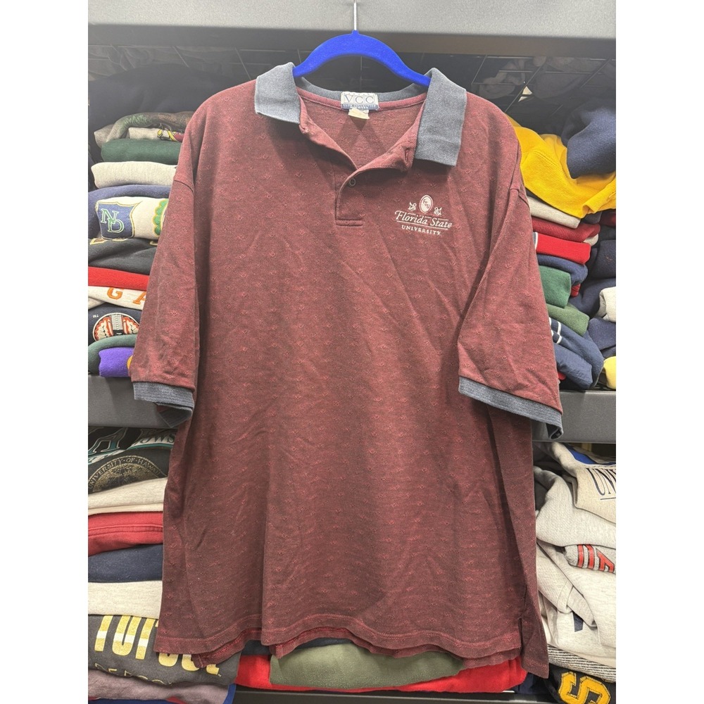Vintage‎ 1990s Florida State University embroidered Polo Burgundy XXL 25x28.5